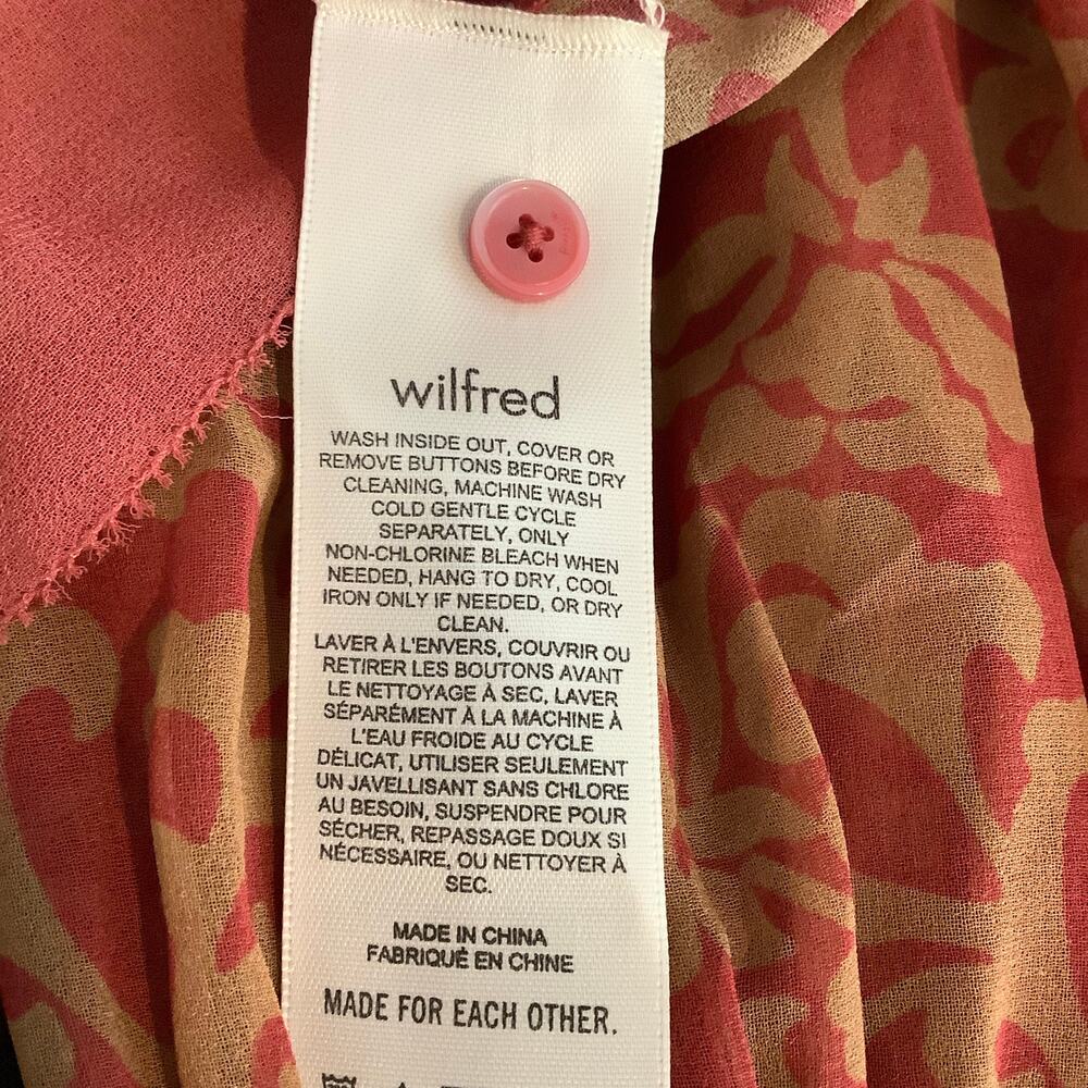 Aritzia Wilfred Valencia Rosy Red Maplewood Mock Neck Puff Sleeve Blouse XS - Picture 10 of 10